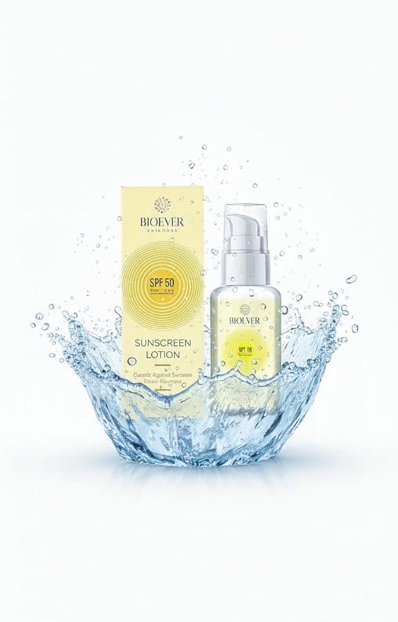 Bio.ever Sunscreen Lotion SPF 50 UVA UVB Blue Light Protection Prevents Tanning Hydrates &amp Nourishes Water Resistant