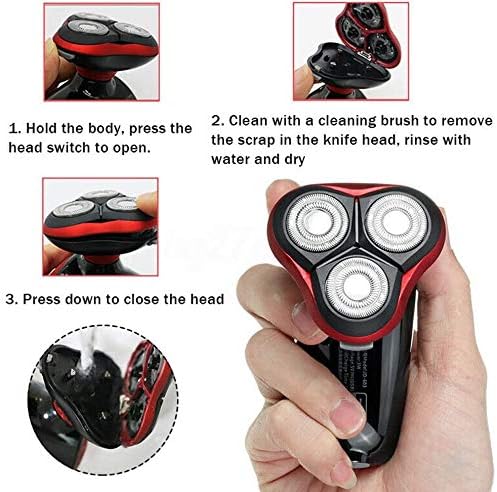 Electric ShaversUSB Rechargeable Wet/Dry Electric Shaver 3 in 1 Waterproof 3D Men Rotary Shaver Cordless Facial Cleaning Brush for Men Women