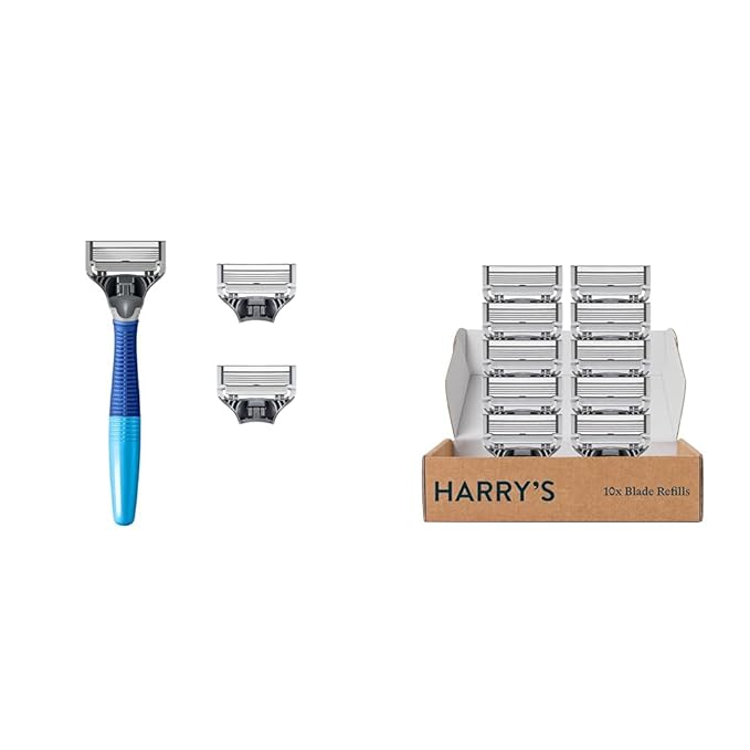 Harry's Razors for Men - Shaving Razors for Men includes a Mens Razor and 3 Razor Blade Refills &amp Harry's Razor Blades Refills - Razors for Men - 10 count
