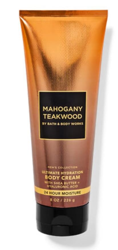 White Barn Bath &amp Body Works - Men's Collection - 3 Piece Bundle - Spray - Body Cream - Shower Gel and Diamond Soap (Mahogany Teakwood)