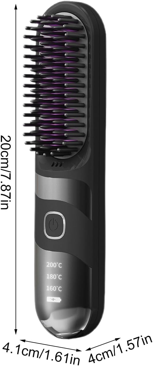 Cordless Hair Straightener - PC 220V Hair Curler Brush | 30W Electric Straightening Brush for Women | Heat Safety 2-in-1 Curling Iron | Cordless Curler for Travel Salon Home Use