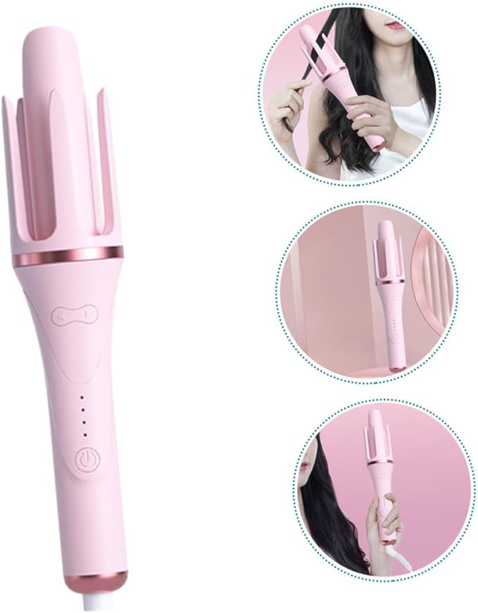 Automatic Electric Hair Curler Handheld with Temperature US Plug for Home Use Sleek Styling Tool for Long Hair Fast Heating Wave Curling Wand Heat Protection for Damage Reduction