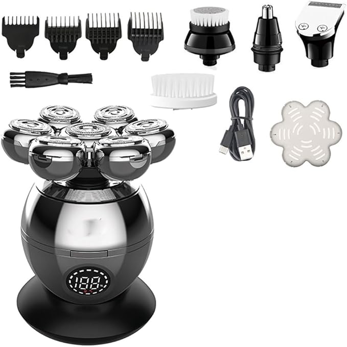 Head Shaver for Men 5in1 Grooming Electric Shaver Kit Wet Dry for Men Beard Hair Trimmer Electric Razor Rechargeable Bald Head Shaving Machine