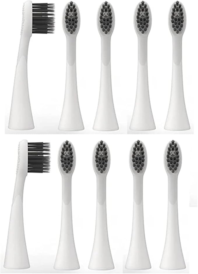 10 Replacement Brush Heads for Burst Pro Electric toothbrushes Soft Charcoal bristles with dust caps(10pcs White)