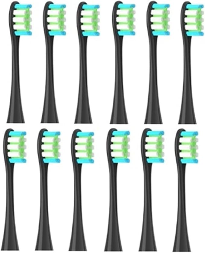 12PCSCompatible for Oclean X/X PRO/ Z1/ F1/ One/Air 2 /SE Cleaning Toothbrush Replacement(Black)