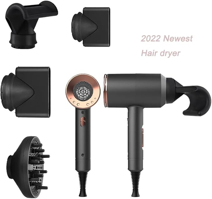 Powerful Electric Hair Dryer Low Noise Below Dryer Hot Cold Wind Hairdryer 3 Heat Settings 2 Speeds 2 Nozzles 2200W 220V