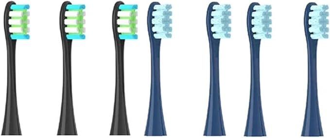 Brush Heads for Soft Toothbrush Bristle 7pcs Replacement(3Black 4Dark Blue)