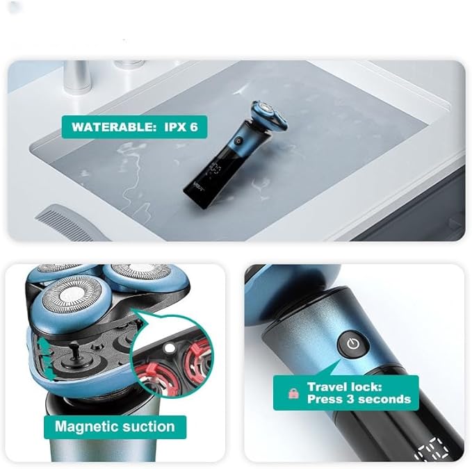 Head Shaver for Men IPX6 3D Floating Rotary Blades Shaving Machine Rechargeable Professional Electric Shaver for Men