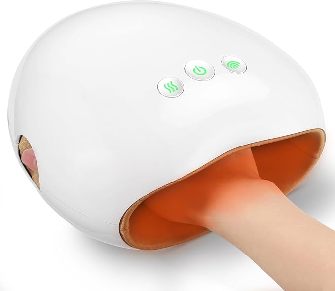 NOWWISH Hand Massager with Heat and Compression for Arthritis and Carpal Tunnel Relief Cordless Electric Hand Massage with 3 Heat Settings 3 Compression Levels Mothers Day Gifts for Mom Wife White