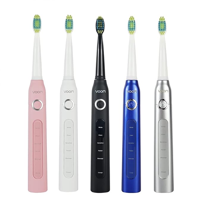 Voom Sonic Pro 5 Electric Toothbrush for Adults - Ultrasonic Electric Toothbrushes with Replacment Brush Head Dentist Recommended Power Sonic Toothbrush with 5 Modes