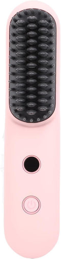 ZJchao Negative Ionic Hair Straightener Brush Cordless Hair Straightening Comb 2 in 1 Curler with 6400mAH Battery Fast Charging 160° to 200°C Temperature