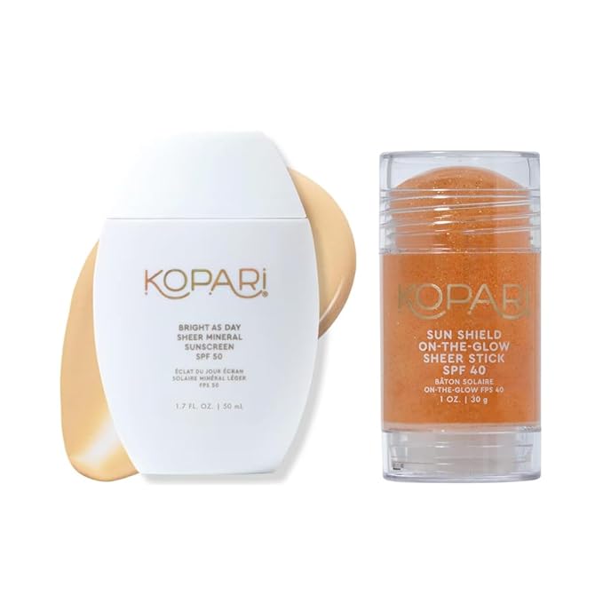 Kopari Bright as Day Sheer Mineral Sunscreen SPF 50 &amp Sun Shield On-The-Glow Sheer Sunscreen Stick SPF 40