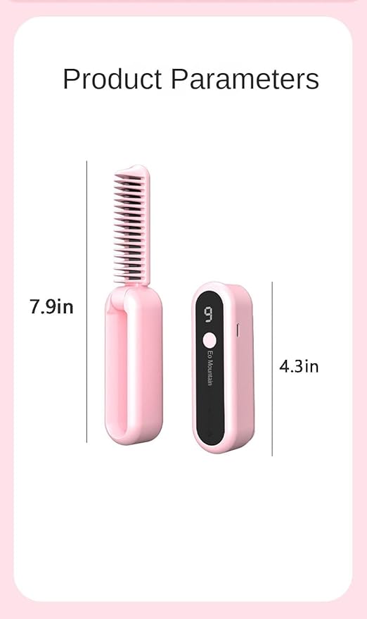 Hair Straightening Brush Portable Travel Hair Straightening Brush Women's Hair Straightener Lightweight On-The-Go Quick Heat 9 Temperature Settings Hair Straightening Iron with Built-in Brush