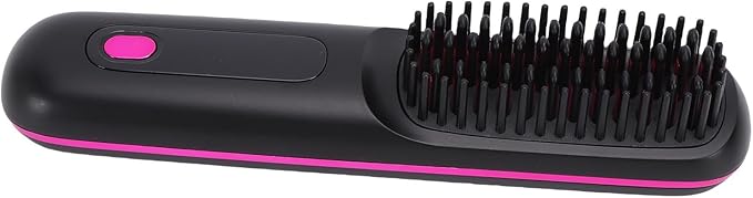 Asixxsix Asixxsix Hair Straightener Brush 20s Fast Heating Cordless Straightening Brush Portable Hair Straightener with LCD Display and 3 Temperature Settings for Women (Purple) (Black)