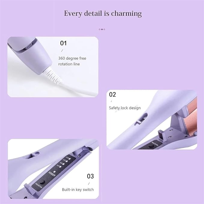 French Egg Roll Curling Iron Egg-Roll Hairstyle Water Ripple V-Shaped Egg Roll Hair Waving IronHair Curler Crimper Styling Tools (Color : Purple)