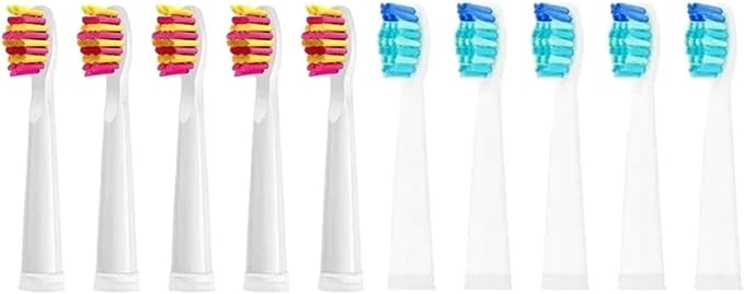5-10Pcs Replacement Brush Heads for Seago Fairywill Electric Toothbrush FW SG 507 508 515 551 917 959 908 Dupont Bristle(5 Pink 5 White)
