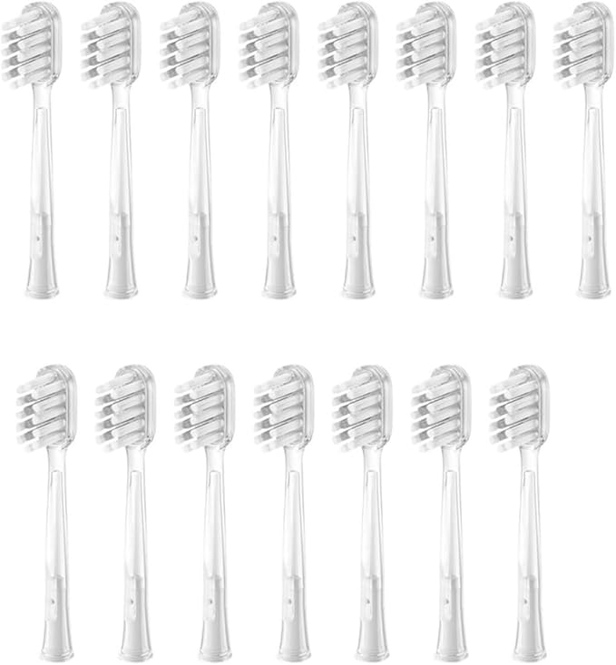 15pcs Brush Head Compatible with LaiFen LFTB01-P-A-S Sonic Electric Toothbrush Vacuum Packaging(Transparent-Gray)