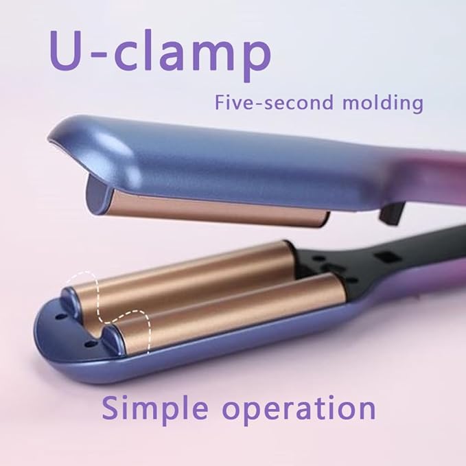 Hair Crimper Iron16mm 3 Barrel Hair WaverBeach Waves Curling Iron for Long &amp Short HairCeramic Hair Crimper with Adjustable TemperatureDual VoltageFast Heat