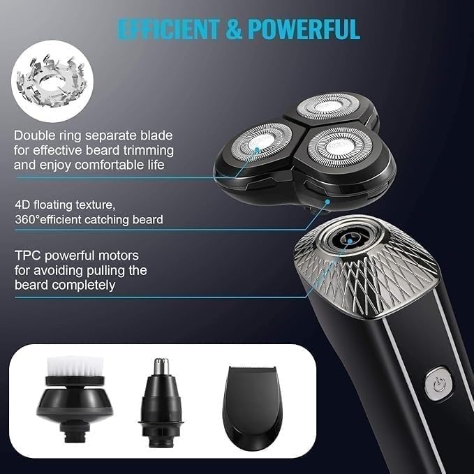 Electric Shaver for Men Rechargeable 4 in 1 Rotary Razors Beard Trimmer Face Shavers Waterproof Wet &amp Dry Cordless