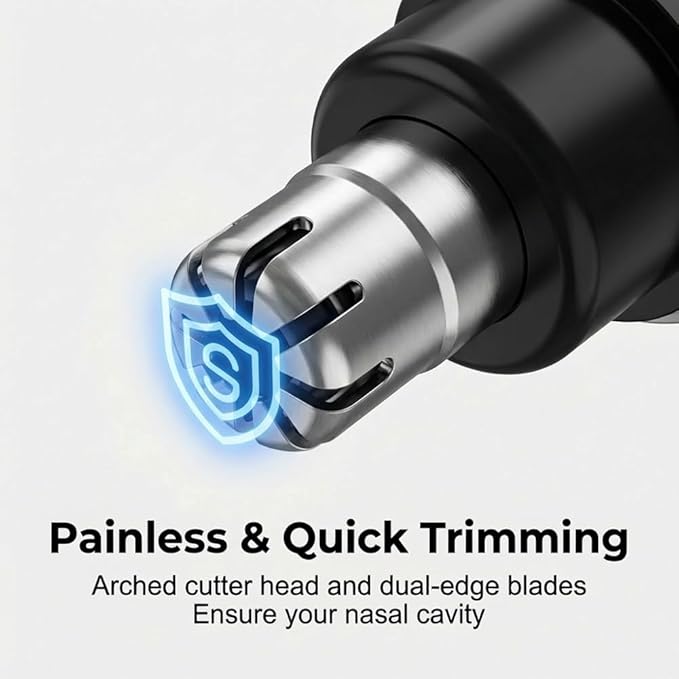 3-in-1 Nose Hair Trimmer for Men &amp Women Type-C Rechargeable Nose and Ear Hair Trimmer with Eyebrow Head IPX7 Waterproof Electric Nose Trimmer (Black)