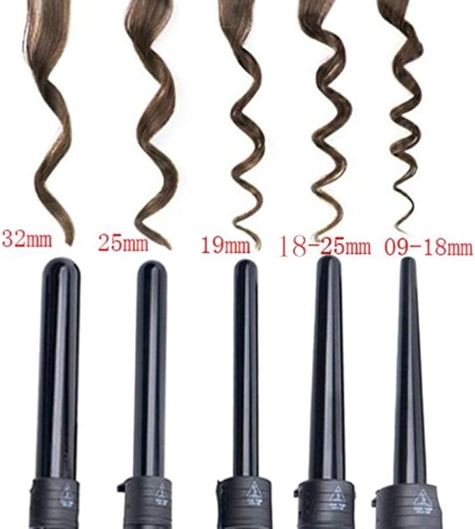 Curling Irons 5 Part Interchangeable Hair Curling Iron Machine Ceramic Hair Curler Multi-Size Roller Heat Resistant Glove Styling Set