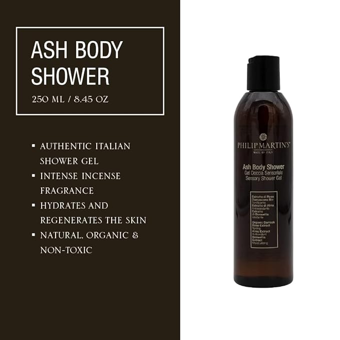 Philip Martin's Ash Shower Gel - Incense Scented Body Wash (8.45 oz)