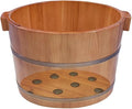 Natural Solid Wood Feet Basin Tub Foot Soaking Barrel Sturdy Wooden Bucket with Lid Cover for Feet Bath Spa Massage Sauna Household Insulation Steamed