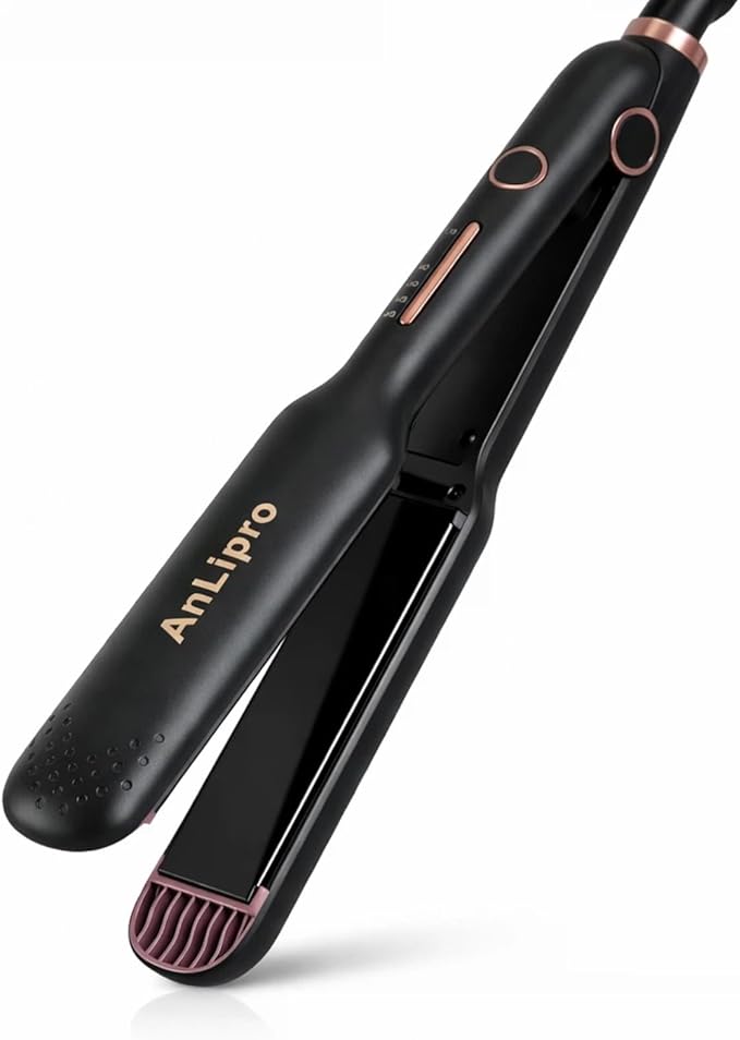 2-in-1 Hair Straightener and Curler Ceramic Flat Iron with Floating Plates Anti-Frizz Hair Styling Tool Adjustable Temperature Fast Heating Dual Voltage for Travel and Home Use