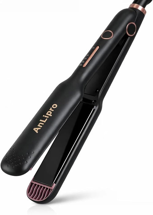 2-in-1 Hair Straightener and Curler Ceramic Flat Iron with Floating Plates Anti-Frizz Hair Styling Tool Adjustable Temperature Fast Heating Dual Voltage for Travel and Home Use