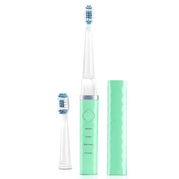 Pop Sonic USB Charge Anywhere Toothbrush(Green) - Rechargeable Toothbrush w/Up to 40000 Brush Strokes/Minute-Long-Lasting Dupont Nylon Bristles -Teens &amp Adult with Quadrant Pacer &amp Timer