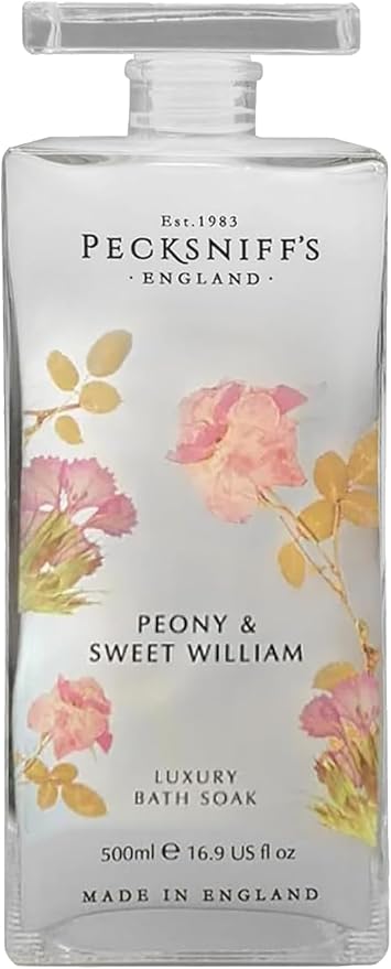 Pecksniff's Peony &amp Sweet William Bath Soak Decanter | 500ml/16.9 Fl Oz