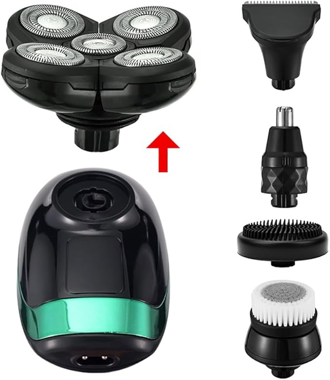 Head Shaver for Men 5 in 1 Rechargeable Electric Shaver Five Floating Heads Razors Hair Clipper Nose Ear Hair Trimmer Men Facial Cleaning Brush
