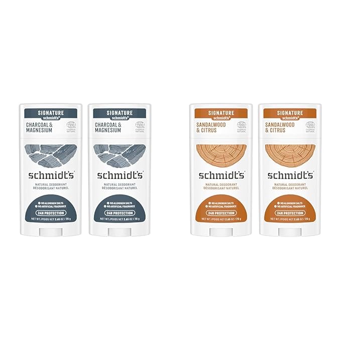 Schmidt's Aluminum Free Natural Deodorant Charcoal &amp Magnesium 2 Count For Women and Men with 24 Hour Odor Protection &amp Aluminum Free Natural Deodorant