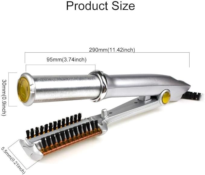 Professional Hair Straightening Hair Tools Styling Comb Iron Curling Iron Straightener&ampCurler Styler 2 in 1 Multi Hair Styling Tool Flat Iron with Brush for All Hair Types