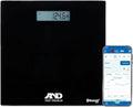A&ampD Medical Digital Body Weight Scale - UC-352BLE - Bluetooth Bathroom Weight Machine Syncs with A&ampD Heart Track App - 450lb (200kg) - Batteries Included Black