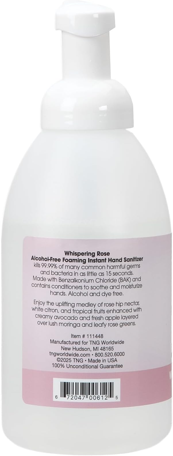 ForPro Alcohol-Free Foaming Instant Hand Sanitizer Moisturizing Dye-Free Formula Whispering Rose Scent 20 Fl Oz (Pack of 6)
