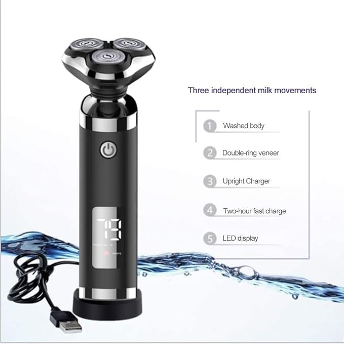 Gifts for Dad 3D Floating Electric Shaver for Men with Smart LCD Screen - Rechargeable Rotary Razor
