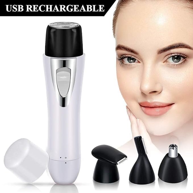 Portable Nose Hair Trimmer for Men 4 in 1 Ear and Nose Hair Trimmer Professional Painless Nose Hair Trimmer USB Rechargeable Easy Cleansing (Color : Black)