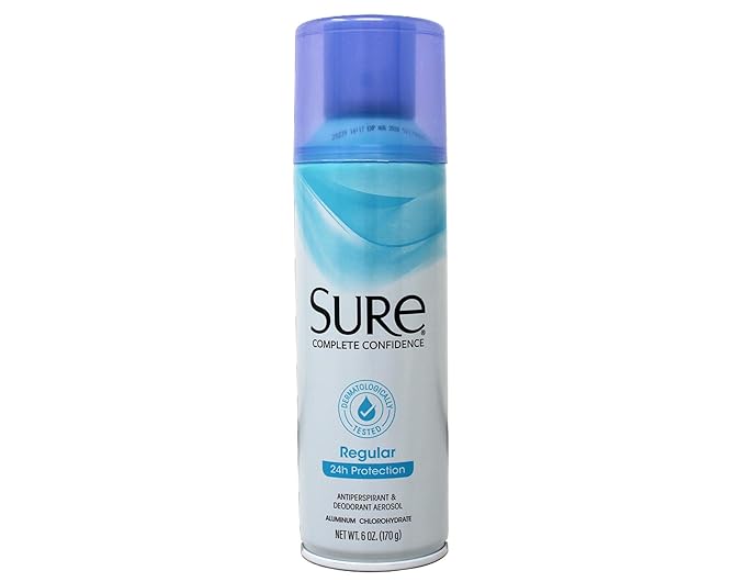 Sure Regular Scent Aerosol Antiperspirant and Deodorant - 24-Hour Protection for Men and Women - Fast Drying Spray Deodorant - 6 oz Pack of 3