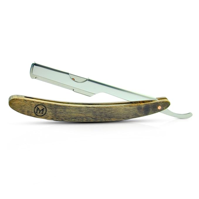 Generic Straight Edge Razor for Men Stainless Steel Blade Arm Barber Razor with Walnut Wood Handle Shaving Razor for Close Shaving Manual Men's Beard Cut Throat Shavette Almaz Razor brown