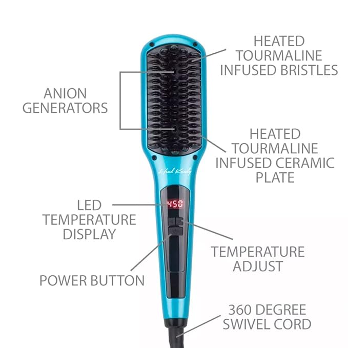 Head Kandy One Upper Hair Straightening Brush with Heat | Hot Brush with Ceramic Plating | Anti Scald Technology | Teal