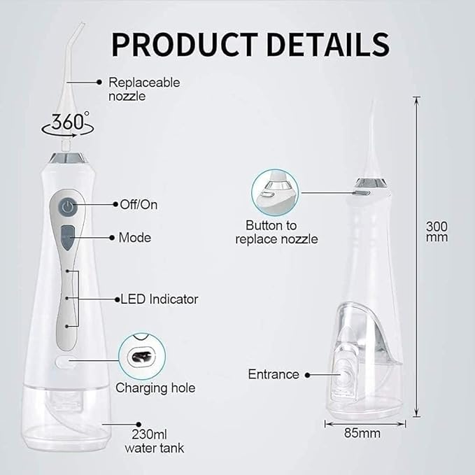 Water Flosser Professional for Teeth Gums Braces Dental Care Portable Oral Irrigator for Deep &amp Cleaning | Cordless &amp Compact for Traveling