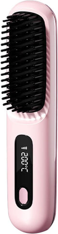 Heat Hair Straightener Brush Heat Brush for Hair Styling Rechargeable Cordless Digital Display Portable Straightening Brushs for Women for Women Long Short Straightening Curling Home Office Hotel