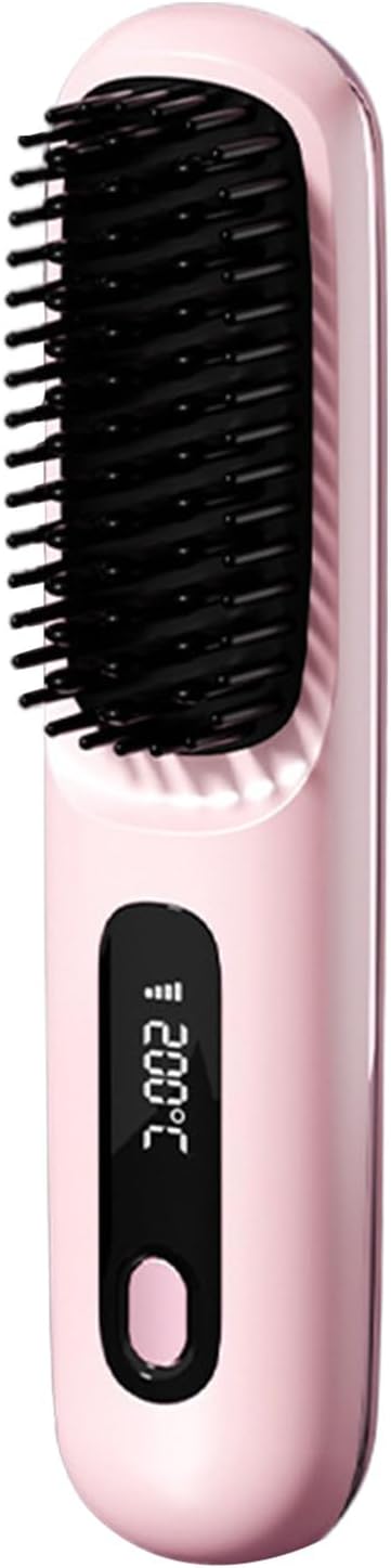 Heat Hair Straightener Brush Heat Brush for Hair Styling Rechargeable Cordless Digital Display Portable Straightening Brushs for Women for Women Long Short Straightening Curling Home Office Hotel