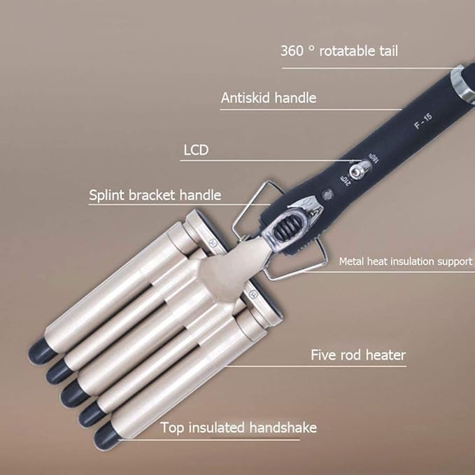 New Hair Curling Iron Ceramic Water Ripple Hair Curler Hair Waver Rollers 5 Barrels Professional Hair Styling Tools