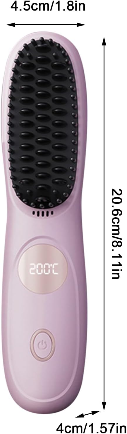 Hair Straightener - Portable Straightening Brush Cordless USB Rechargeable Styling Tool | Ceramic Hairdressing Comb For Travel Blowout Holiday Salon Home Wedding Bridal Spa Party Summer Holiday Daily