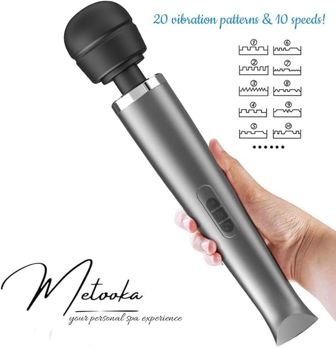 Therapeutic Cordless Massager - Powerful Massage Tool Handheld 8 Speeds 20 Patterns - Rechargeable Hand Massagers for Sore Muscles - Hand Held Massage Tool for Neck &amp Back