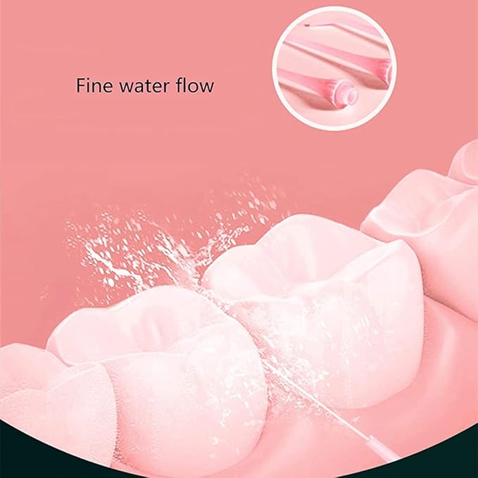 Electric Teeth Flusher Portable Household Intensity Adjustable Intelligent Oral Cleaner High-Frequency Pulse Lasting Battery Life Electric Tooth Punch (Color : Pink)