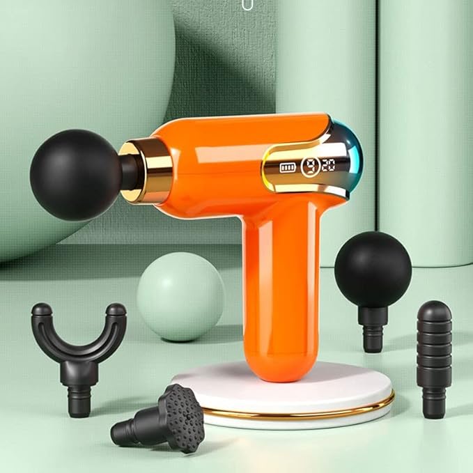 Massage Gun Deep Tissue Massager with 9 SpeedsUltra-Quiet Handheld Mini Percussion Muscle Massage Gun with 4 Massage Heads(Color:A)