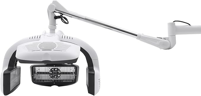 Hair Dryer Wall Mounted Hooded Dryer with Adjustable Swing Professional Multi-Functional 5 Individual Heating Discs Hair Dryer for Salon Hair Dyeing Perming White